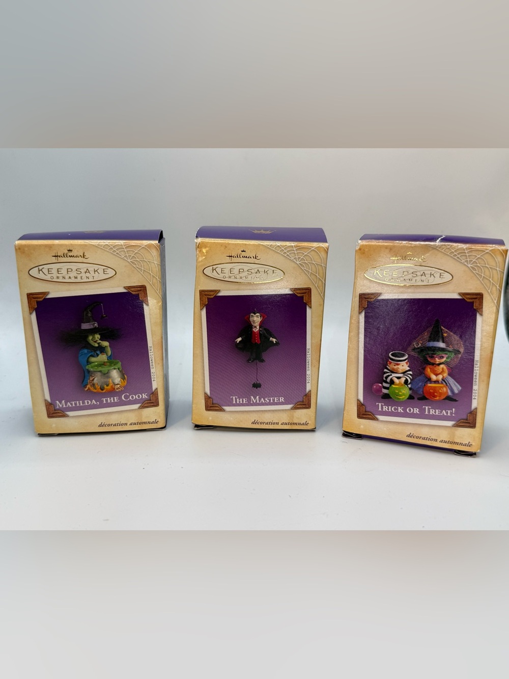 Lot Of 3 Small Vintage Hallmark Keepsake Ornaments 2004 Halloween Themed